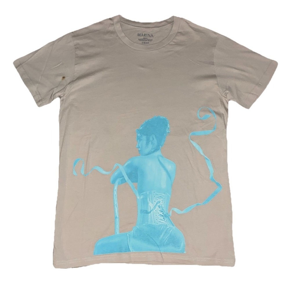 Marina T Shirt S Beige Princess of Power 2025 Tour Merch Ribbon Tee NEW *spot‎